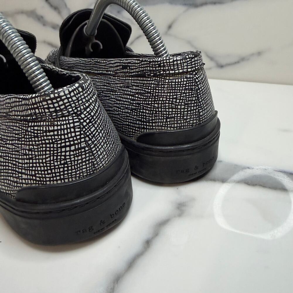 Rag & Bone Women's Black White Crosshatch Leather Colby Loafers Sz 7.5 Classic - Picture 4 of 7